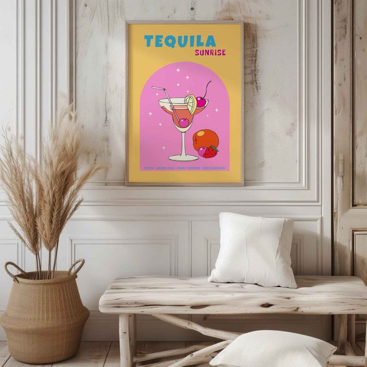 Vibrant Tequila Sunrise Cocktail Drink - Rolled Poster Wall Art Print | House Prints
