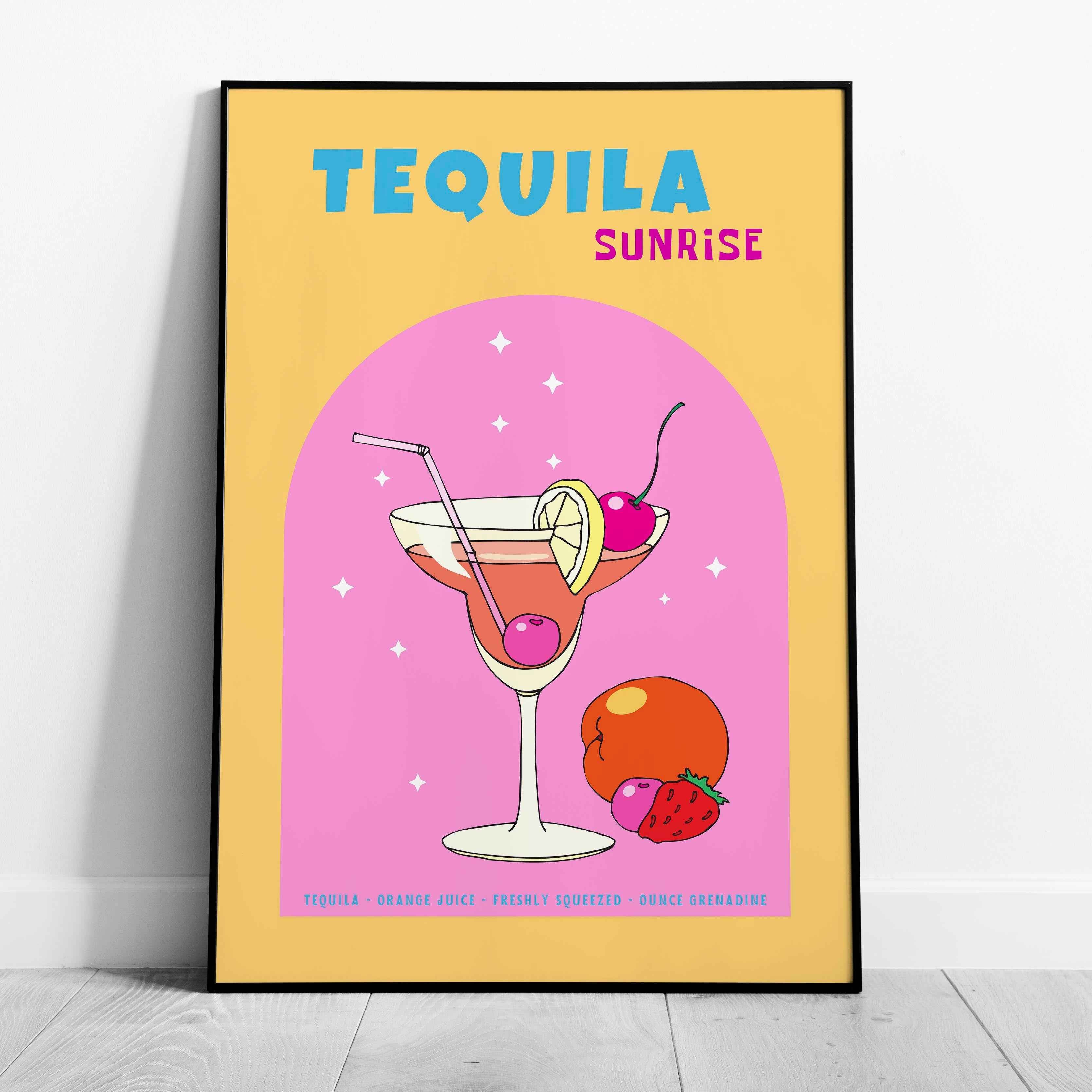Vibrant Tequila Sunrise Cocktail Drink - Rolled Poster Wall Art Print | House Prints