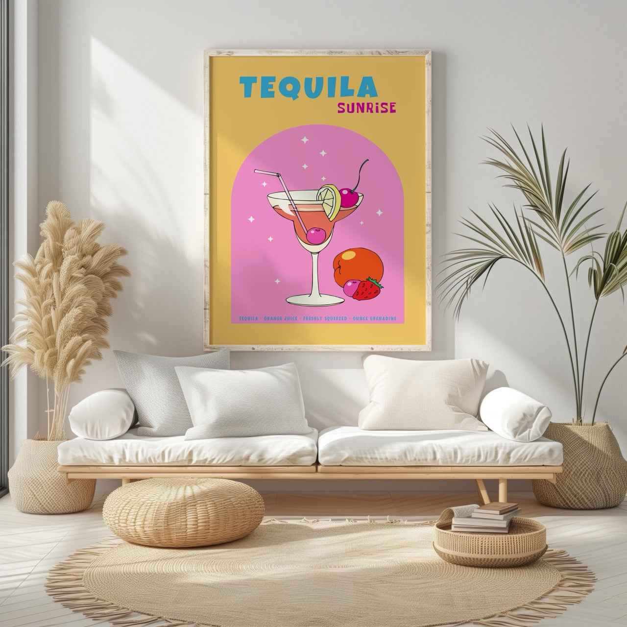 Vibrant Tequila Sunrise Cocktail Drink - Rolled Poster Wall Art Print | House Prints