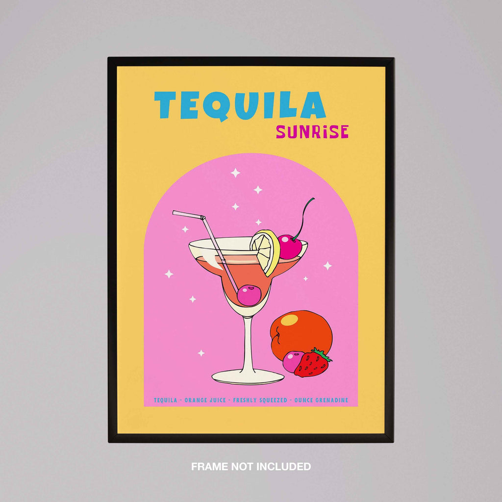Vibrant Tequila Sunrise Cocktail Drink - Rolled Poster Wall Art Print | House Prints