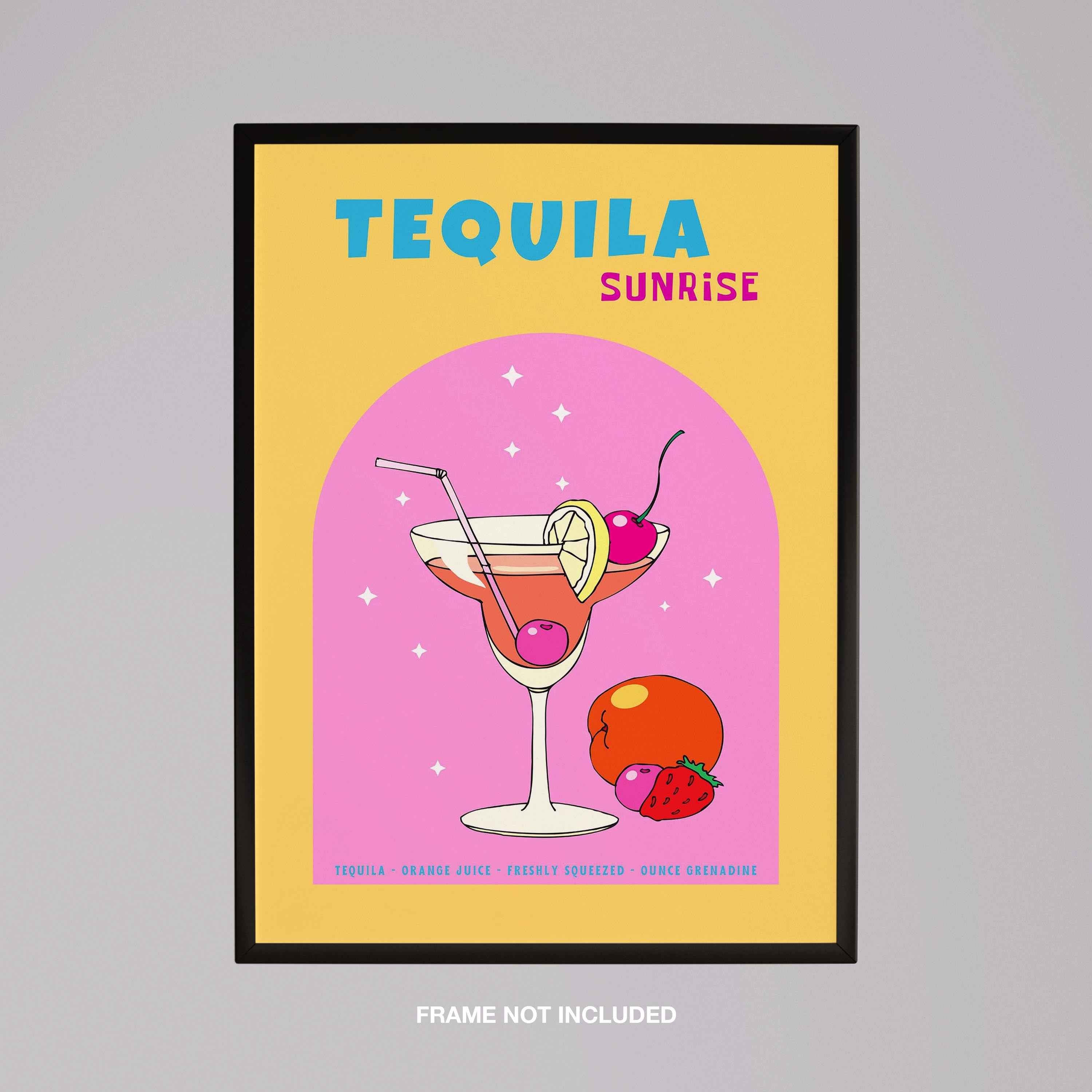 Vibrant Tequila Sunrise Cocktail Drink - Rolled Poster Wall Art Print | House Prints