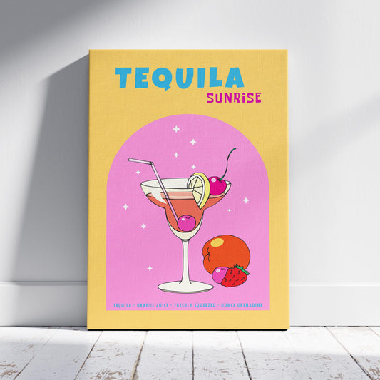 Vibrant Tequila Sunrise Charm - Framed Canvas Wall Art Print - House Prints
