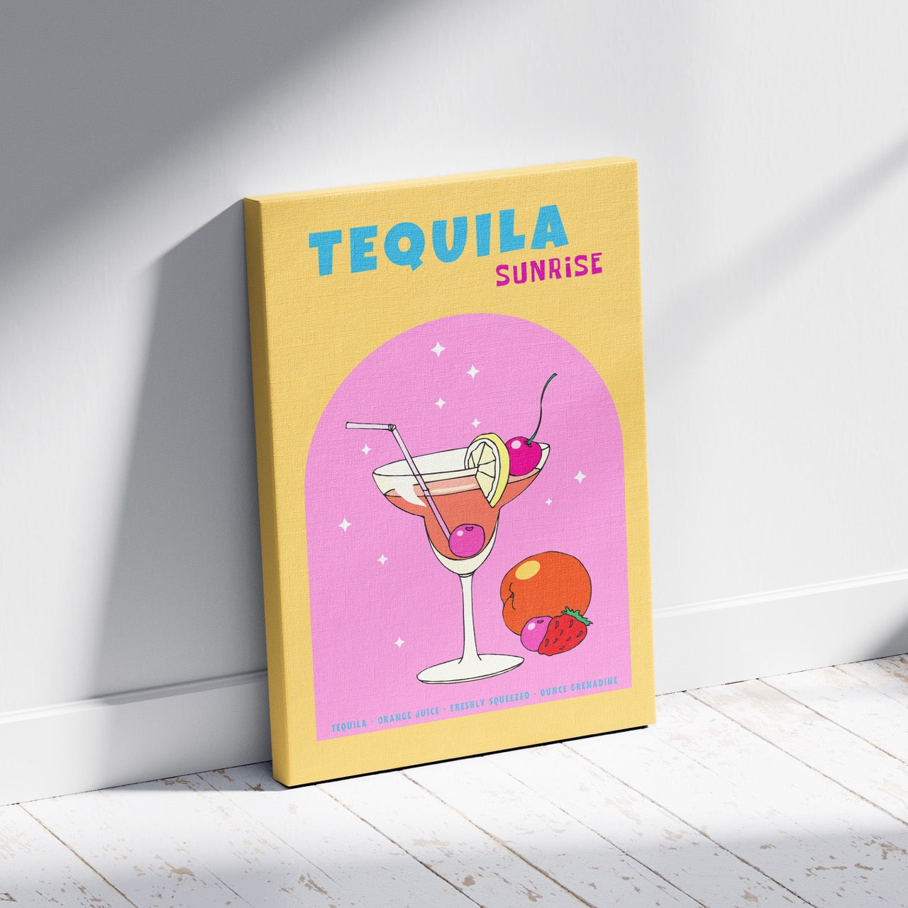 Vibrant Tequila Sunrise Cocktail Drink - Framed Canvas Wall Art Print | House Prints