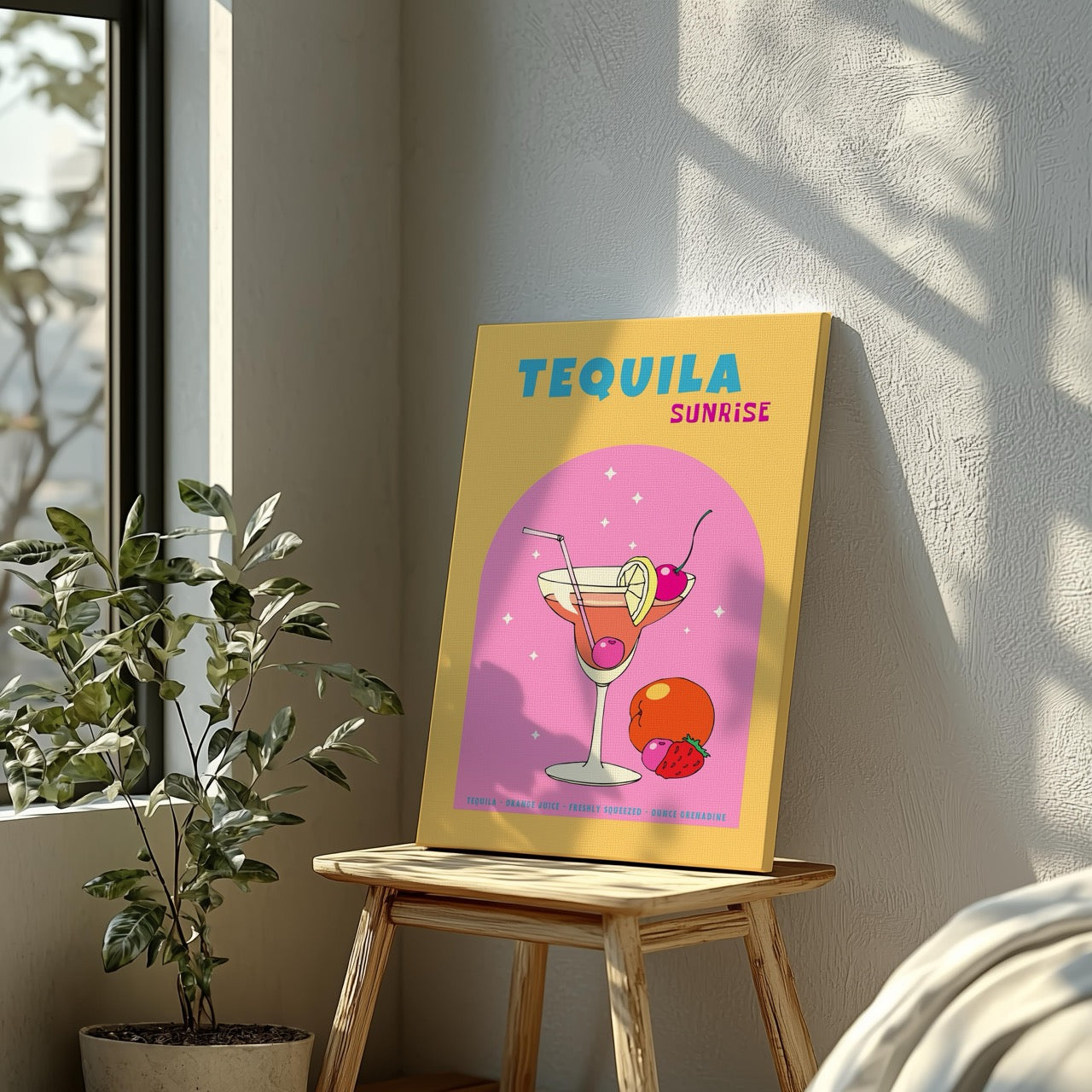 Vibrant Tequila Sunrise Cocktail Drink - Framed Canvas Wall Art Print | House Prints