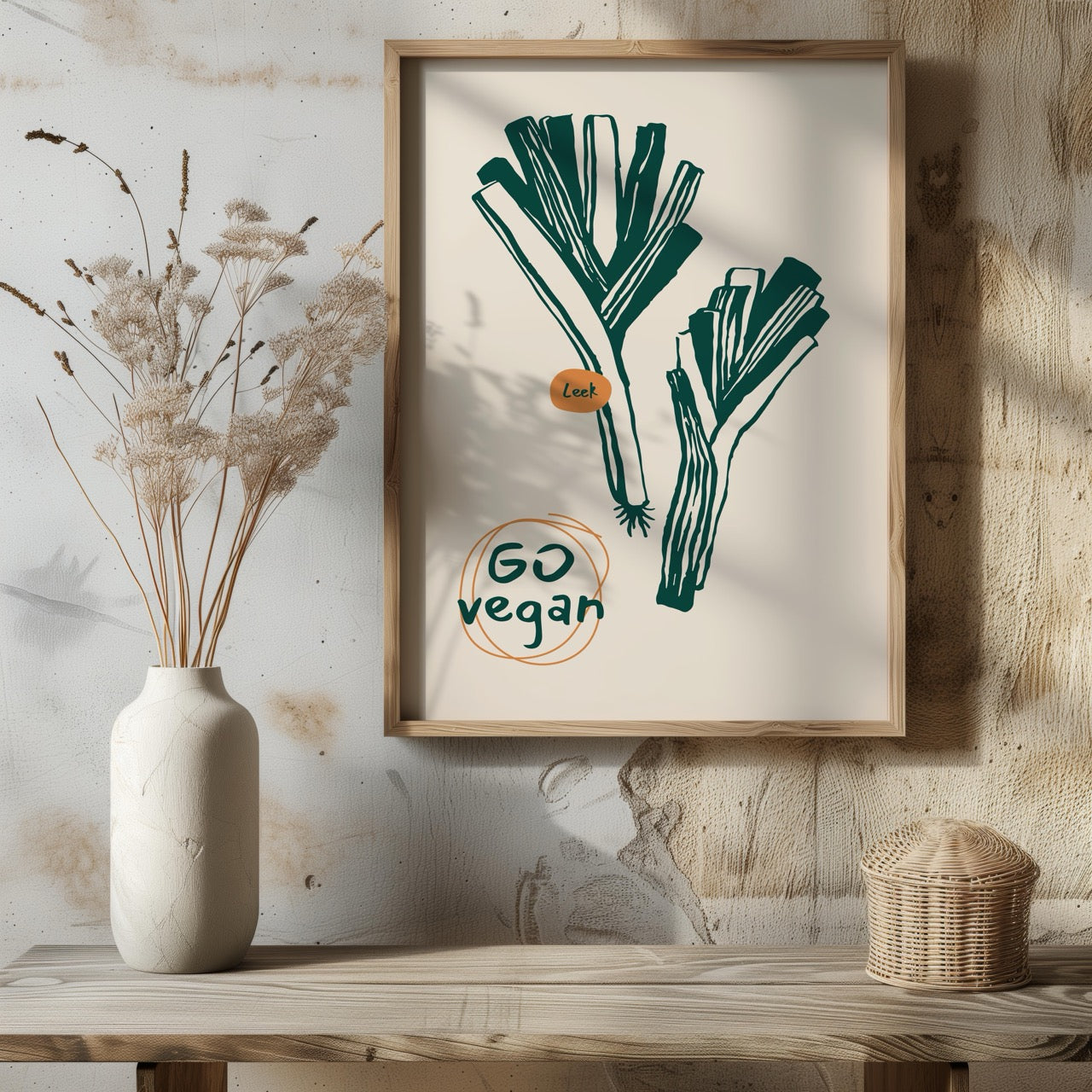 Go Vegan Leeks Kitchen Food - Rolled Poster Wall Art Print | House Prints