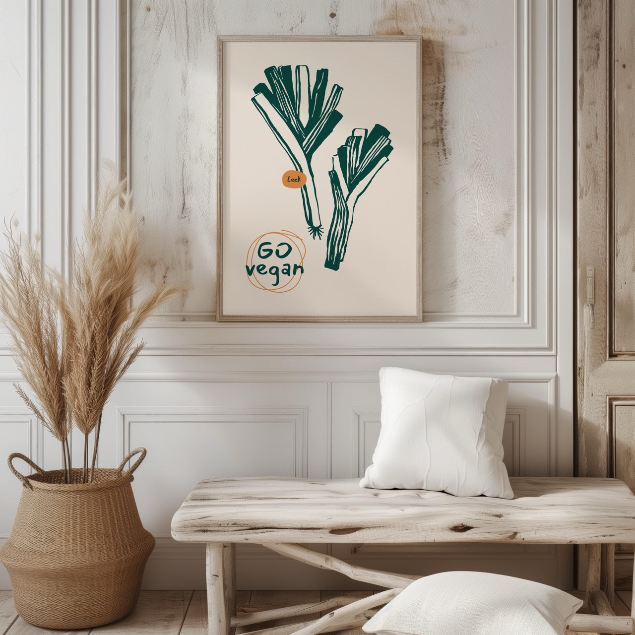 Go Vegan Leeks Kitchen Food - Rolled Poster Wall Art Print | House Prints