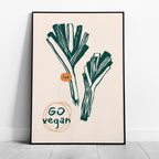 Go Vegan Leeks Kitchen Food - Rolled Poster Wall Art Print | House Prints