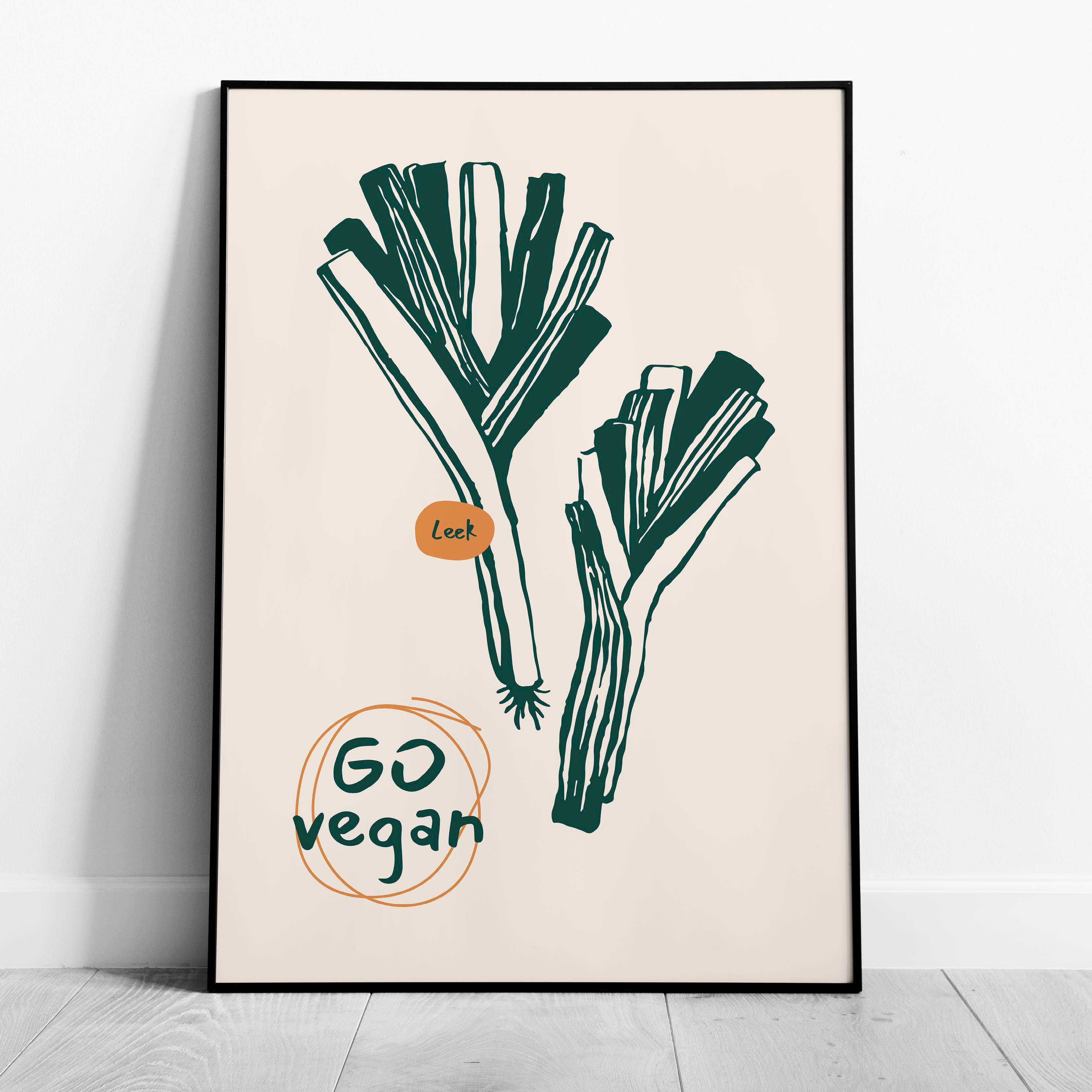 Go Vegan Leeks Kitchen Food - Rolled Poster Wall Art Print | House Prints