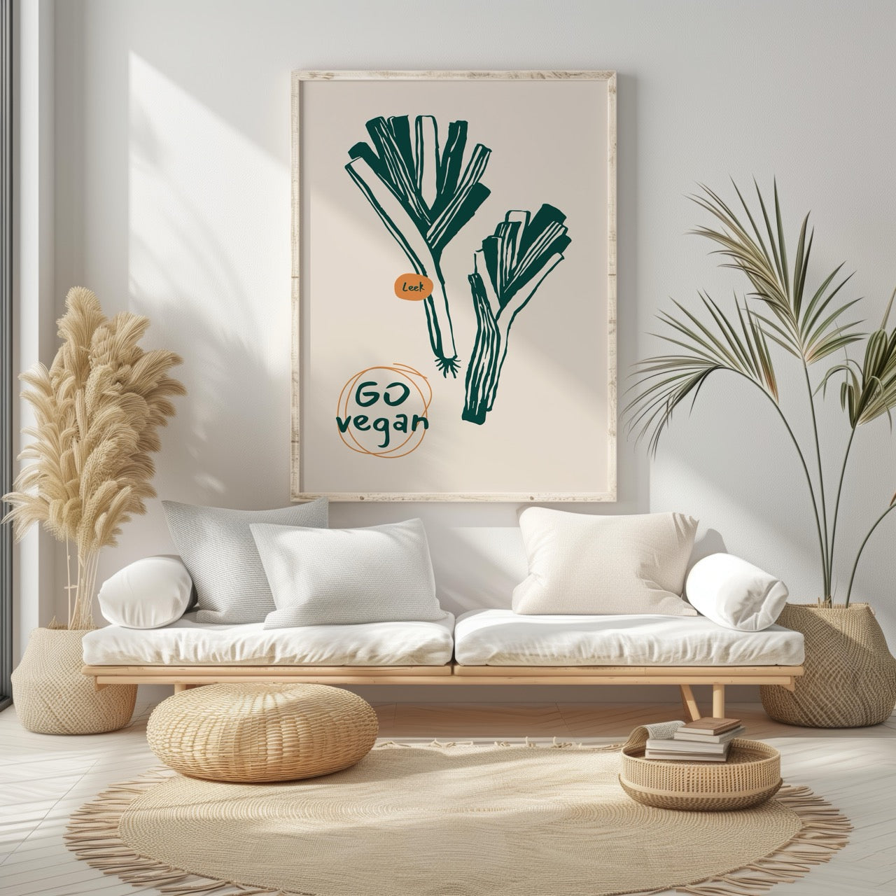 Go Vegan Leeks Kitchen Food - Rolled Poster Wall Art Print | House Prints