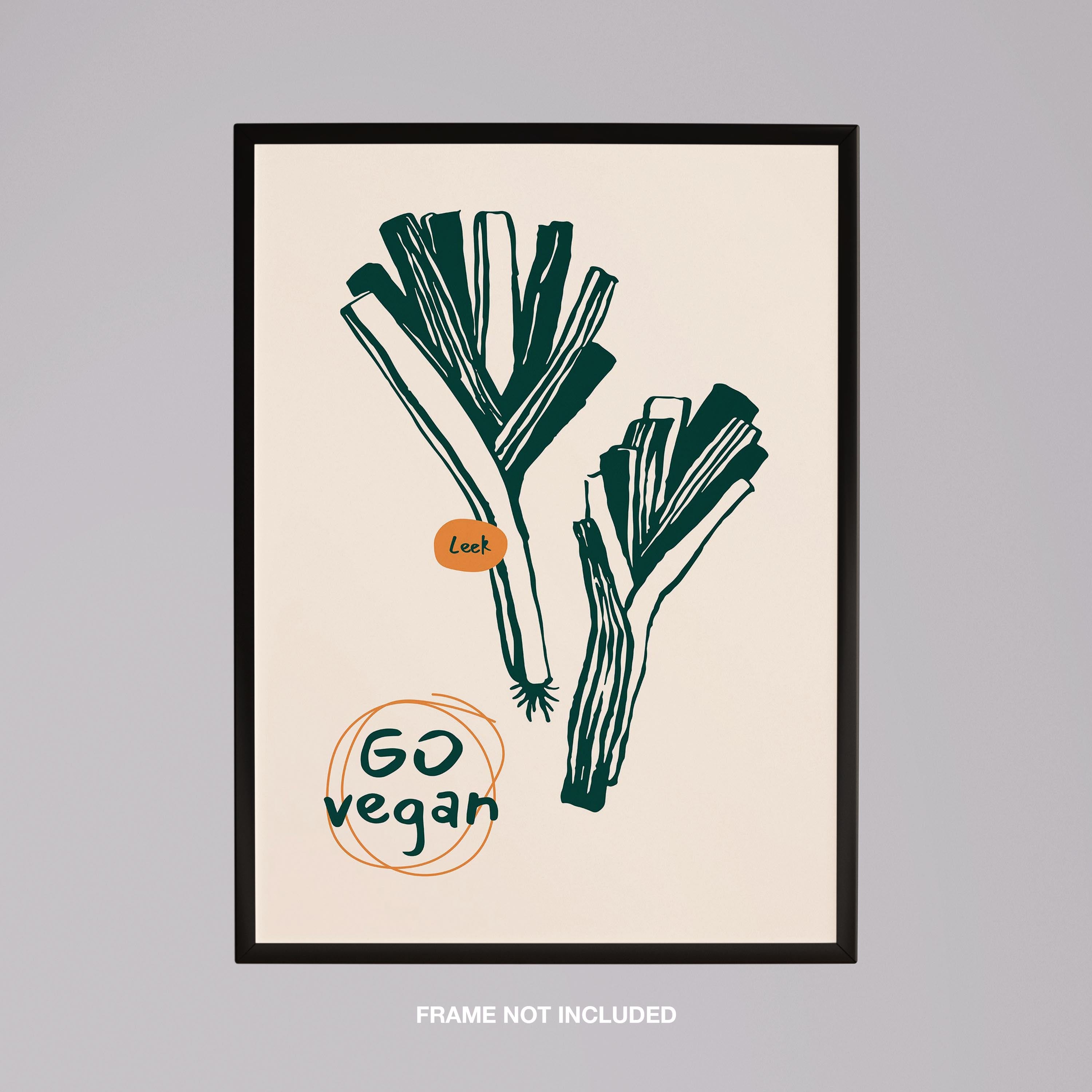 Go Vegan Leeks Kitchen Food - Rolled Poster Wall Art Print | House Prints