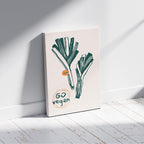 Go Vegan: Leek Vegetable Kitchen Inspiration - Framed Canvas Wall Art Print | House Prints