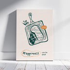 Happiness Can Be Fried Kitchen Cooking - Framed Canvas Wall Art Print | House Prints