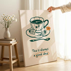 Tea is Always a Good Idea Kitchen - Framed Canvas Wall Art Print | House Prints