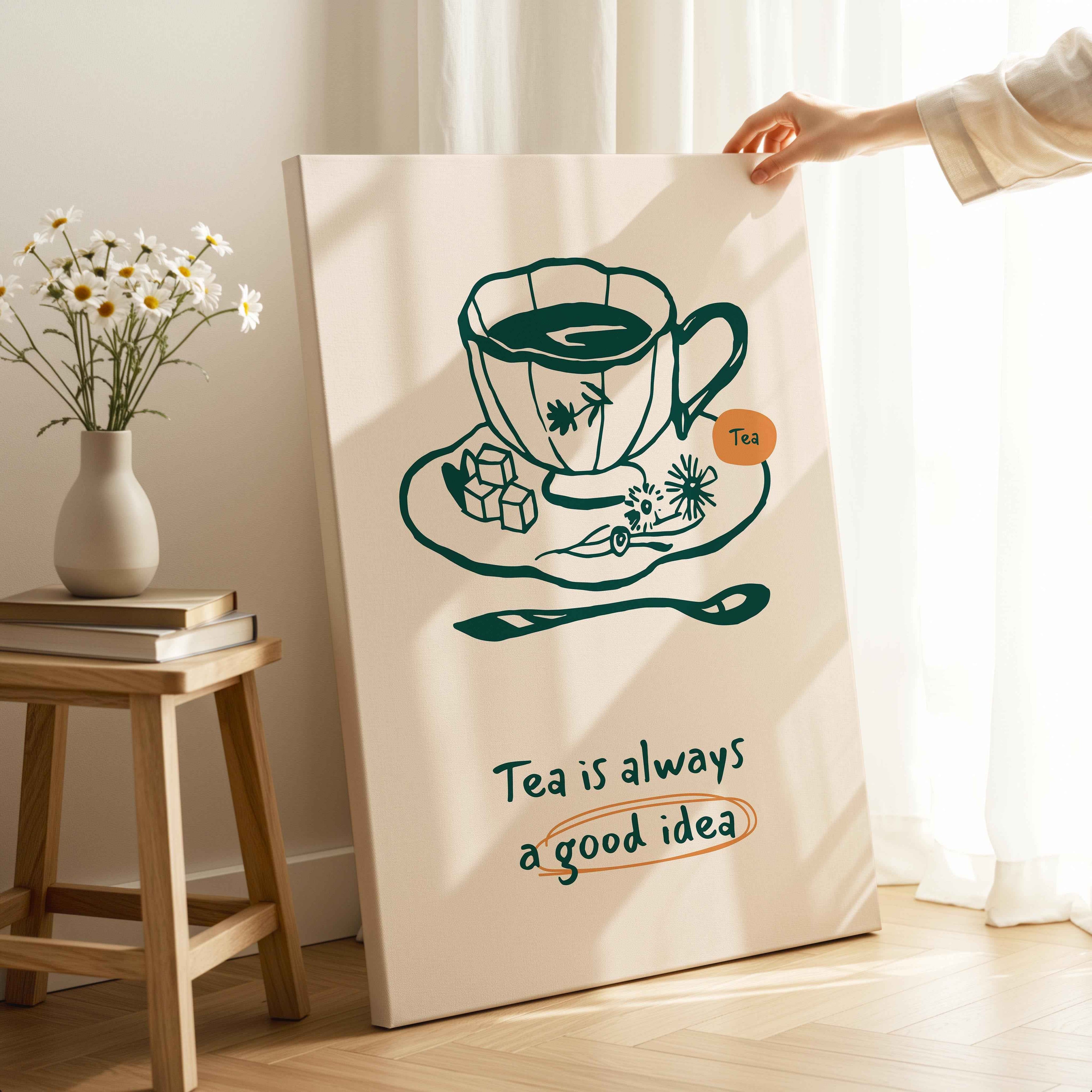 Tea is Always a Good Idea Kitchen - Framed Canvas Wall Art Print | House Prints