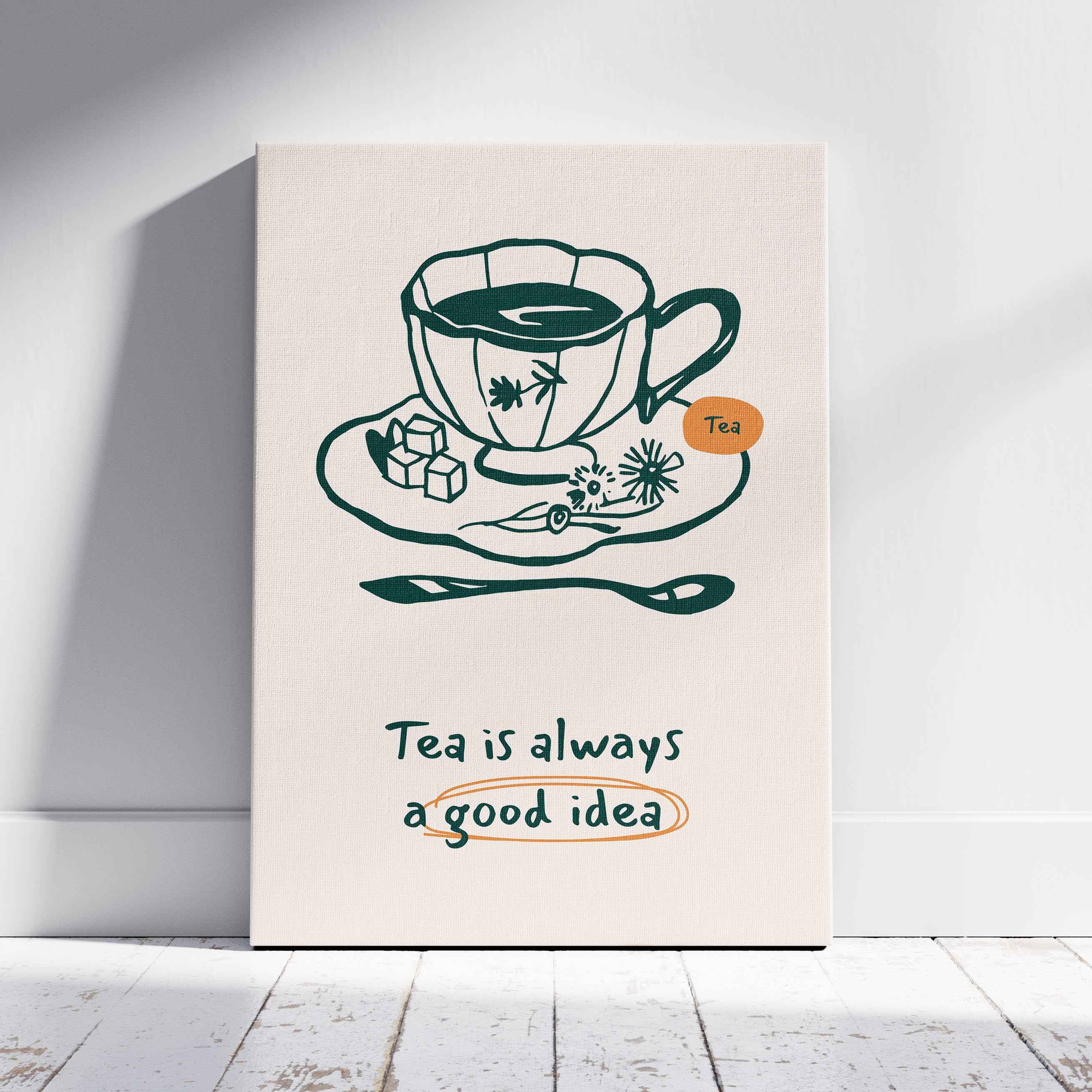 Tea is Always a Good Idea Kitchen - Framed Canvas Wall Art Print | House Prints