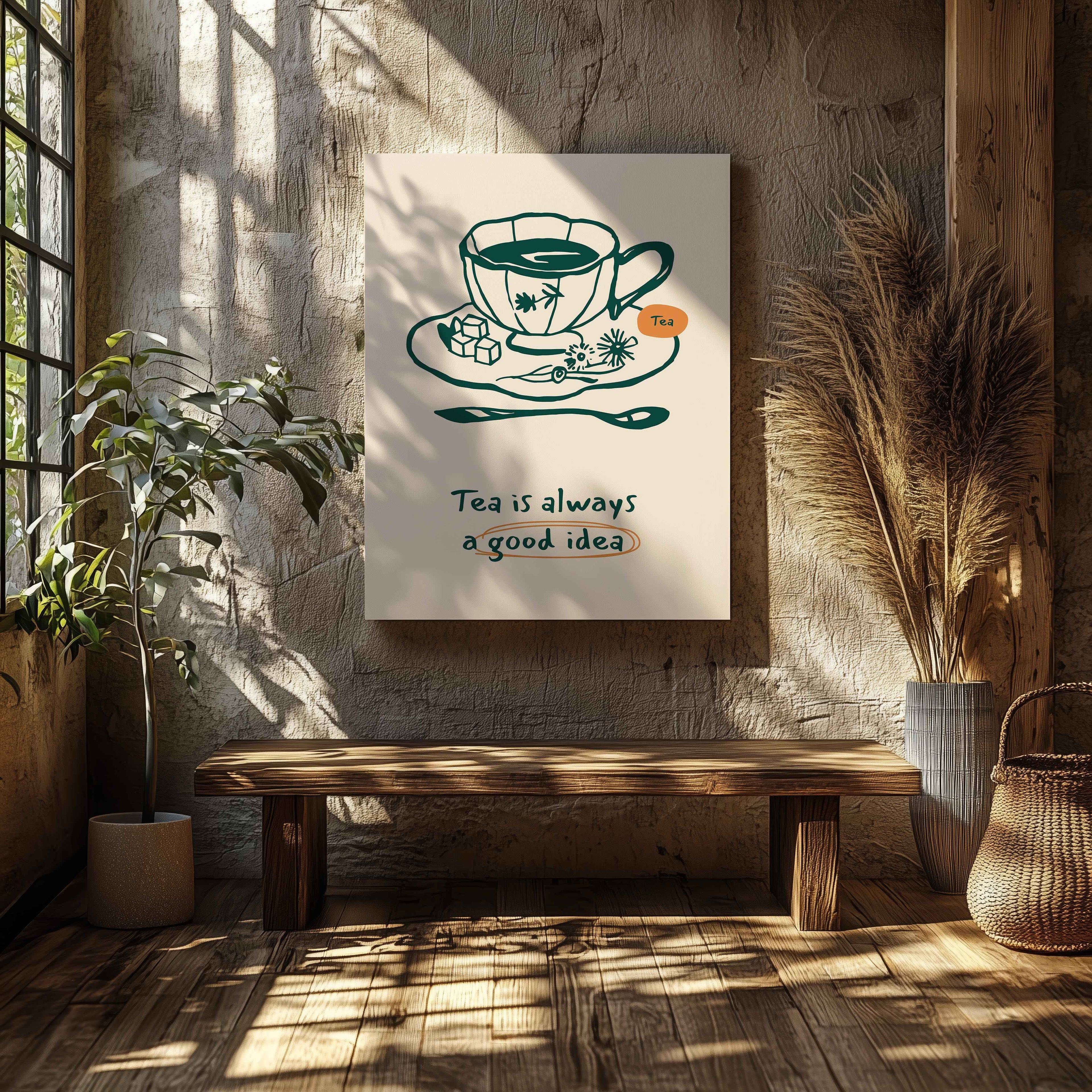 Tea is Always a Good Idea Kitchen - Framed Canvas Wall Art Print | House Prints