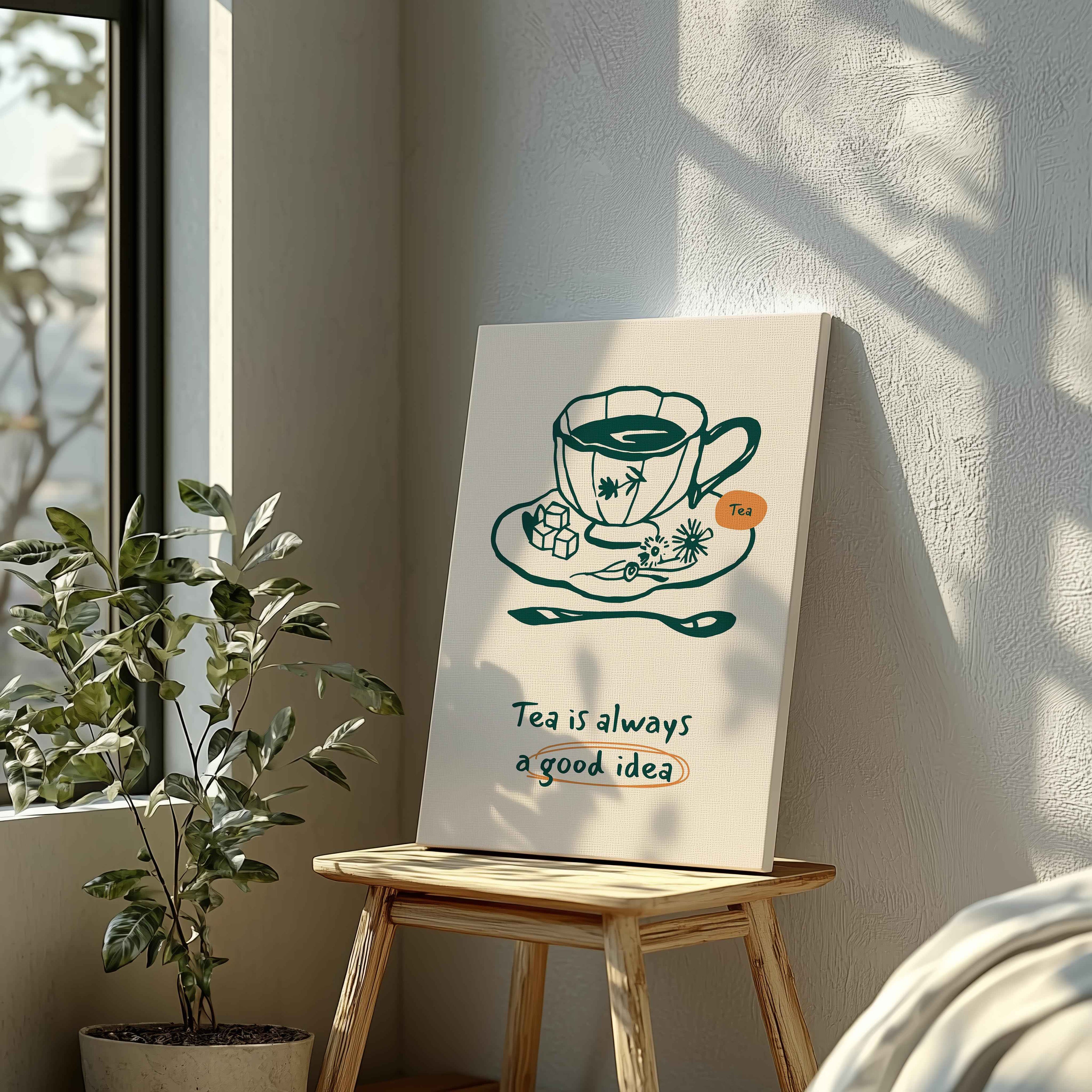 Tea is Always a Good Idea Kitchen - Framed Canvas Wall Art Print | House Prints