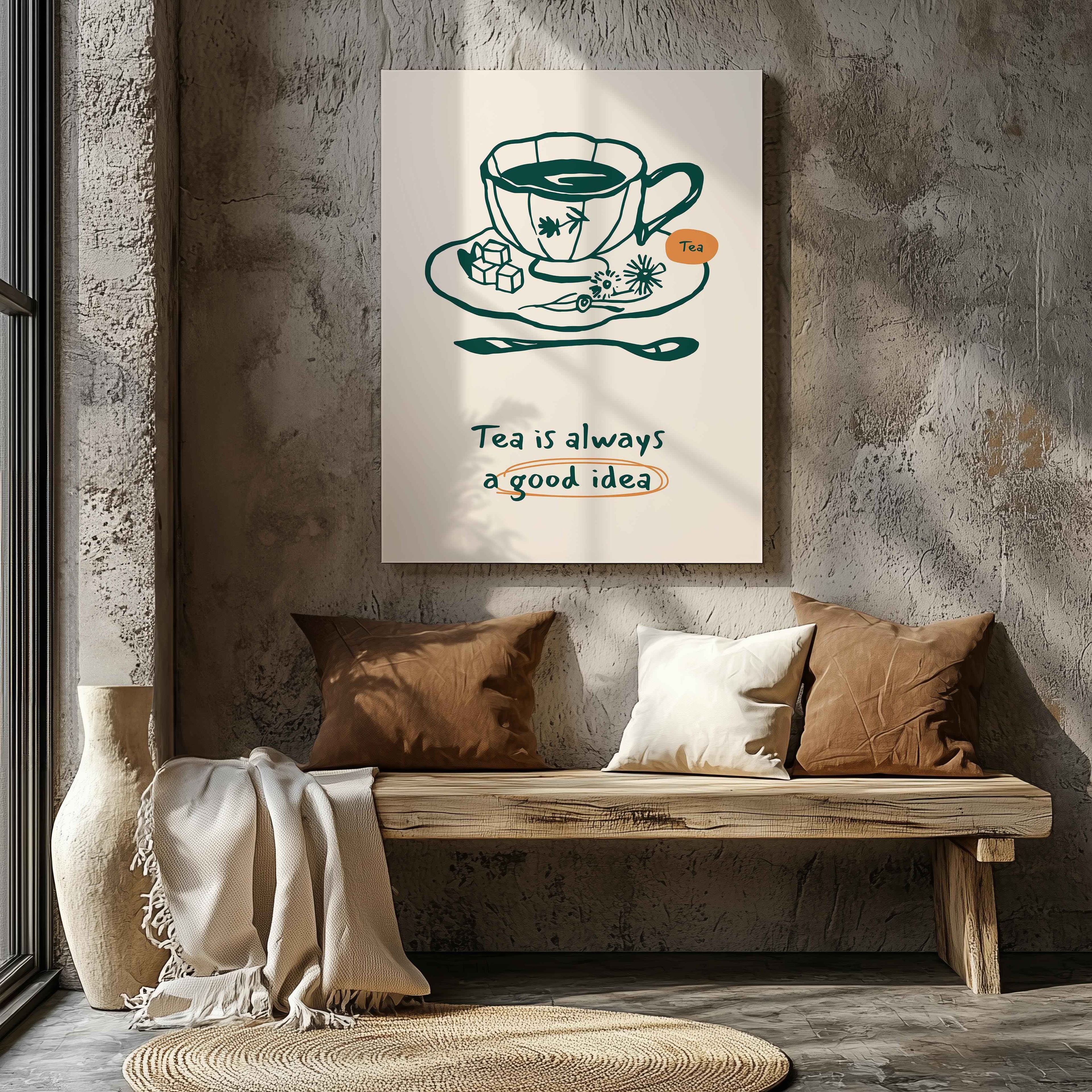 Tea is Always a Good Idea Kitchen - Framed Canvas Wall Art Print | House Prints