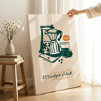 It's Coffee O'Clock Kitchen Drinks - Framed Canvas Wall Art Print | House Prints