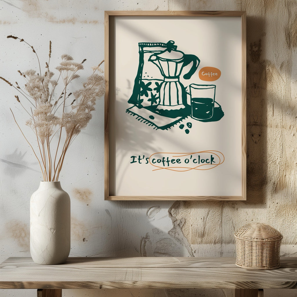 It's Coffee O'Clock Kitchen Drinks - Rolled Poster Wall Art Print | House Prints