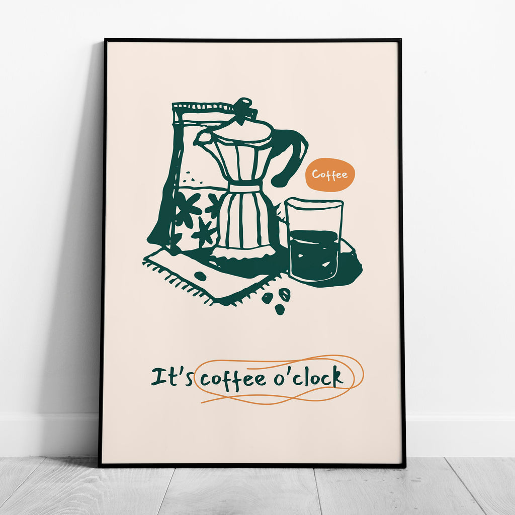 It's Coffee O'Clock Kitchen Drinks - Rolled Poster Wall Art Print | House Prints