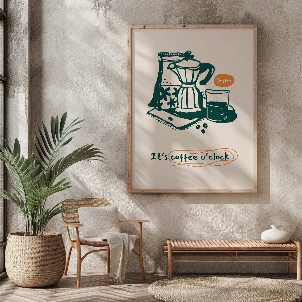 It's Coffee O'Clock Kitchen Drinks - Rolled Poster Wall Art Print | House Prints