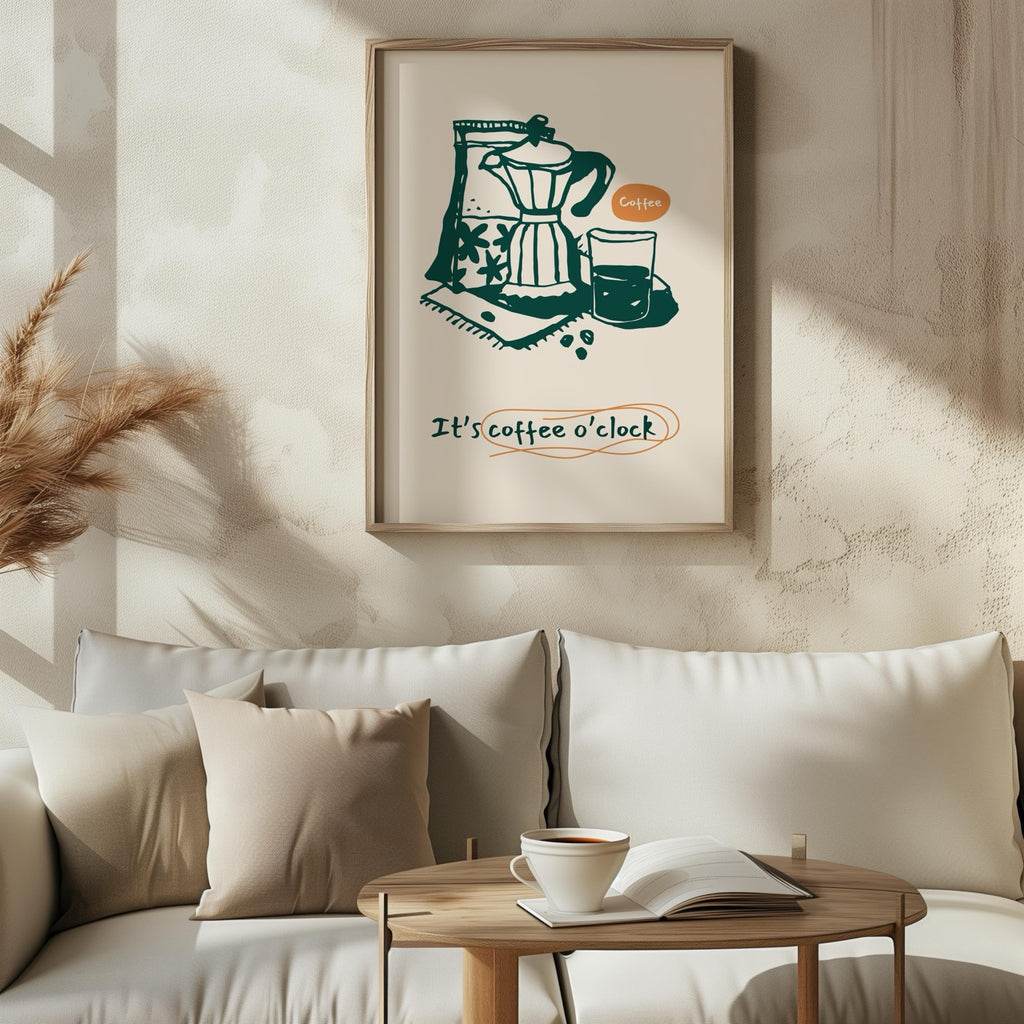 It's Coffee O'Clock Kitchen Drinks - Rolled Poster Wall Art Print | House Prints