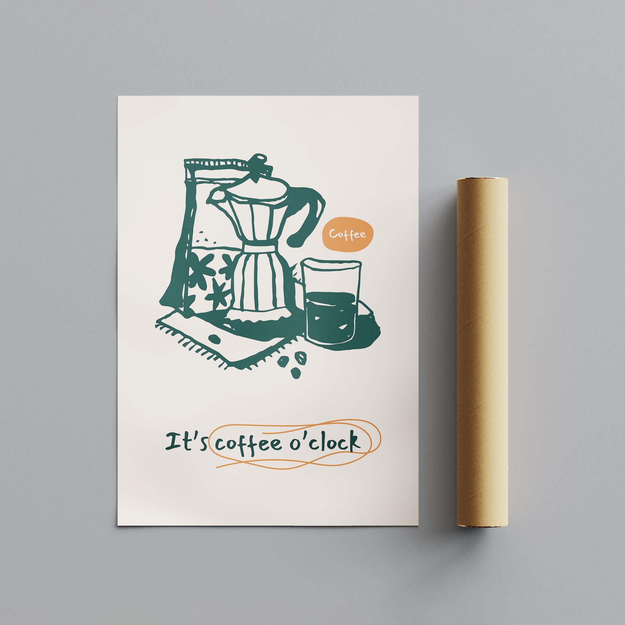 It's Coffee O'Clock Kitchen Drinks - Rolled Poster Wall Art Print | House Prints