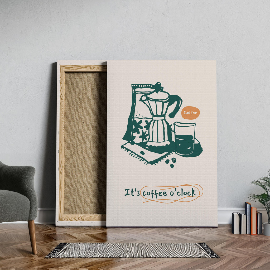 It's Coffee O'Clock Kitchen Drinks - Framed Canvas Wall Art Print | House Prints