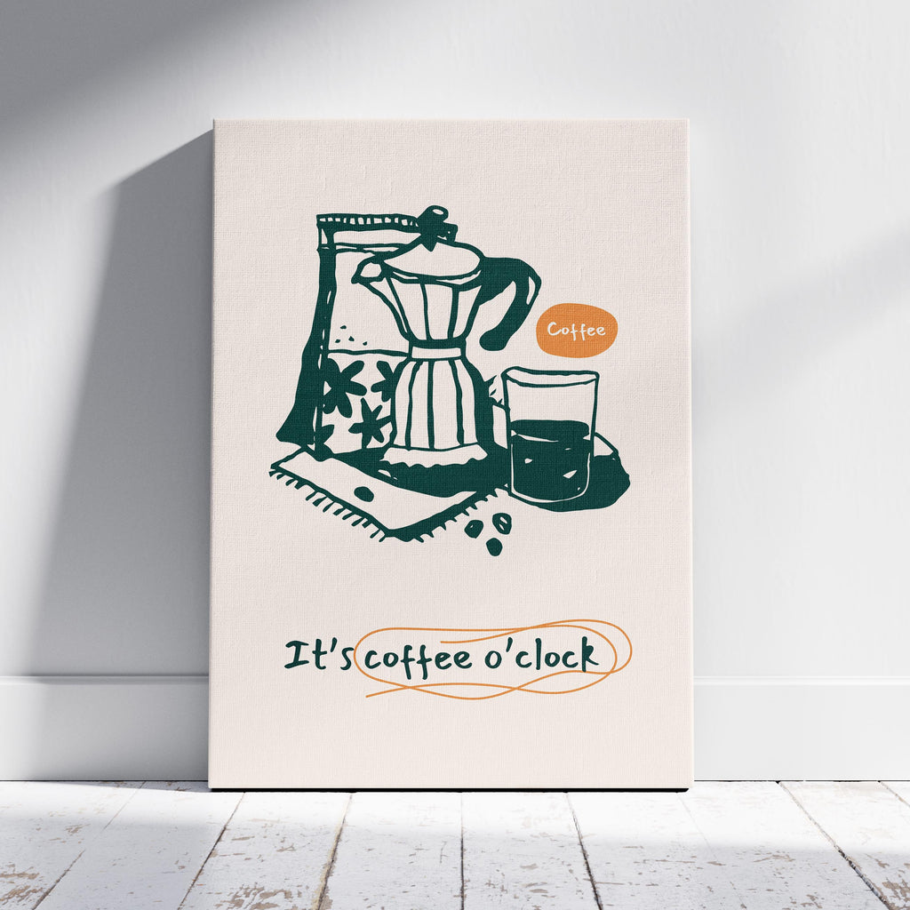 It's Coffee O'Clock Kitchen Drinks - Framed Canvas Wall Art Print | House Prints