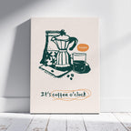 It's Coffee O'Clock Kitchen Drinks - Framed Canvas Wall Art Print | House Prints