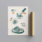 Spaghetti Pasta Recipe Kitchen Food - Rolled Poster Wall Art Print | House Prints