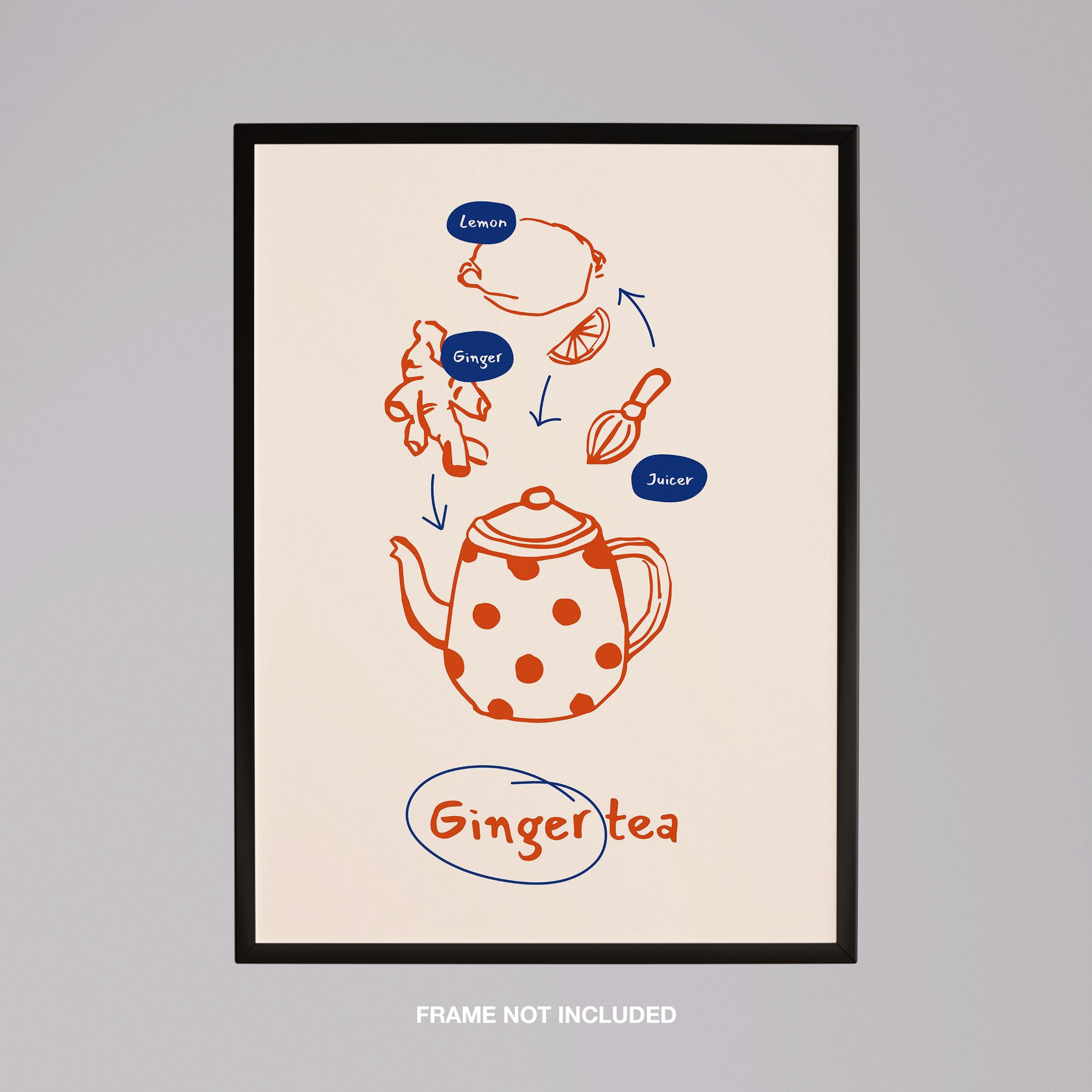 Ginger Tea Drink Recipe Ingredients Kitchen - Rolled Poster Wall Art Print | House Prints