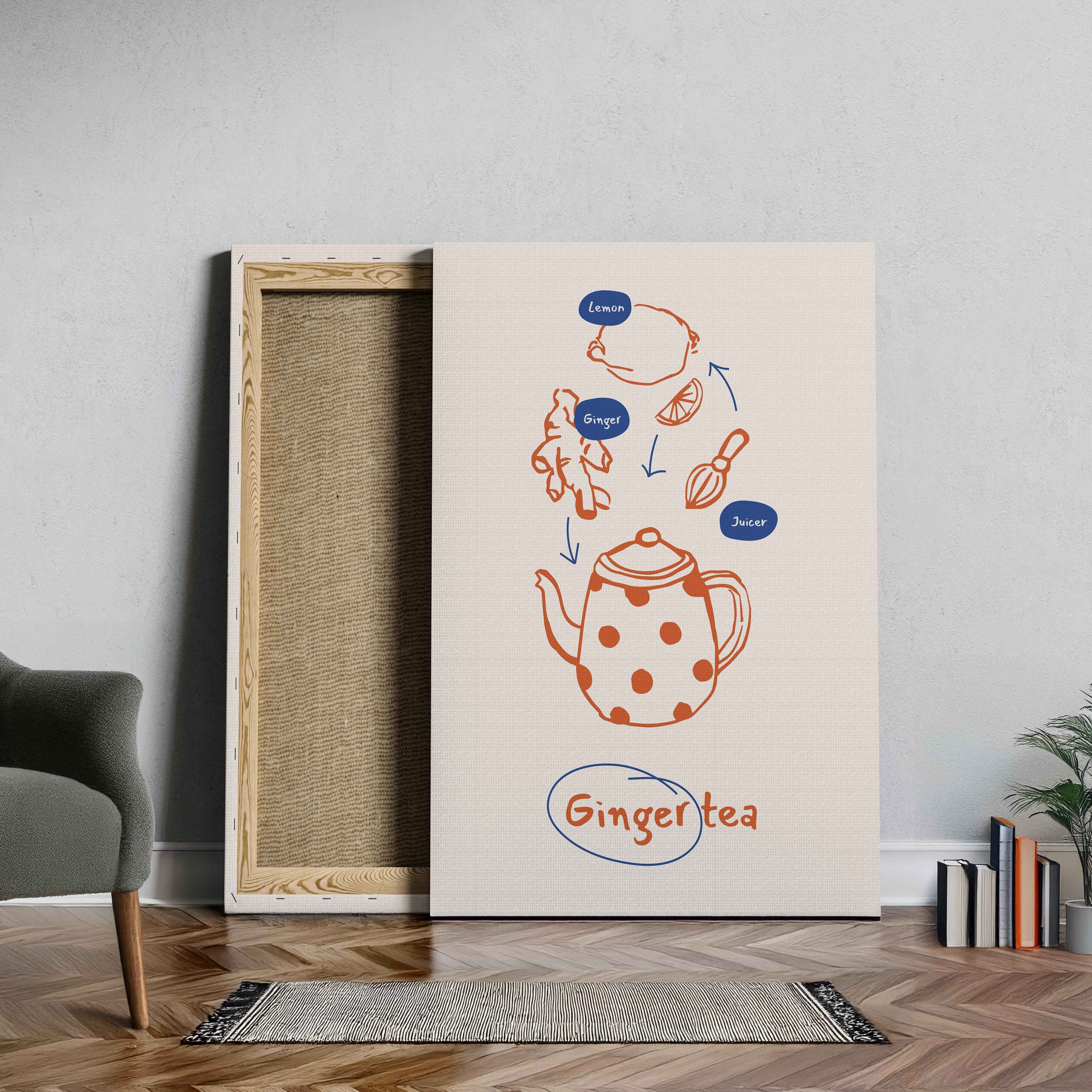 Ginger Tea Drink Recipe Ingredients Kitchen - Framed Canvas Wall Art Print | House Prints
