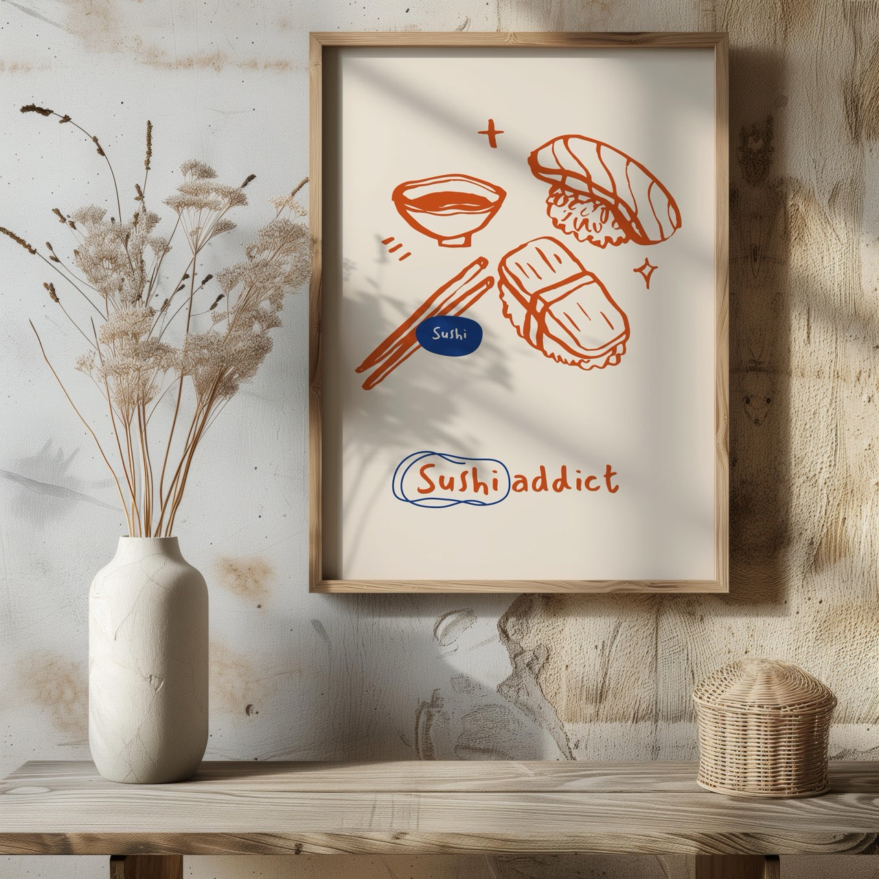 Orange Sushi Addict Kitchen Food - Rolled Poster Wall Art Print | House Prints