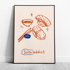 Orange Sushi Addict Kitchen Food - Rolled Poster Wall Art Print | House Prints