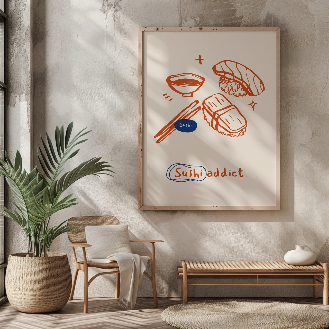 Orange Sushi Addict Kitchen Food - Rolled Poster Wall Art Print | House Prints