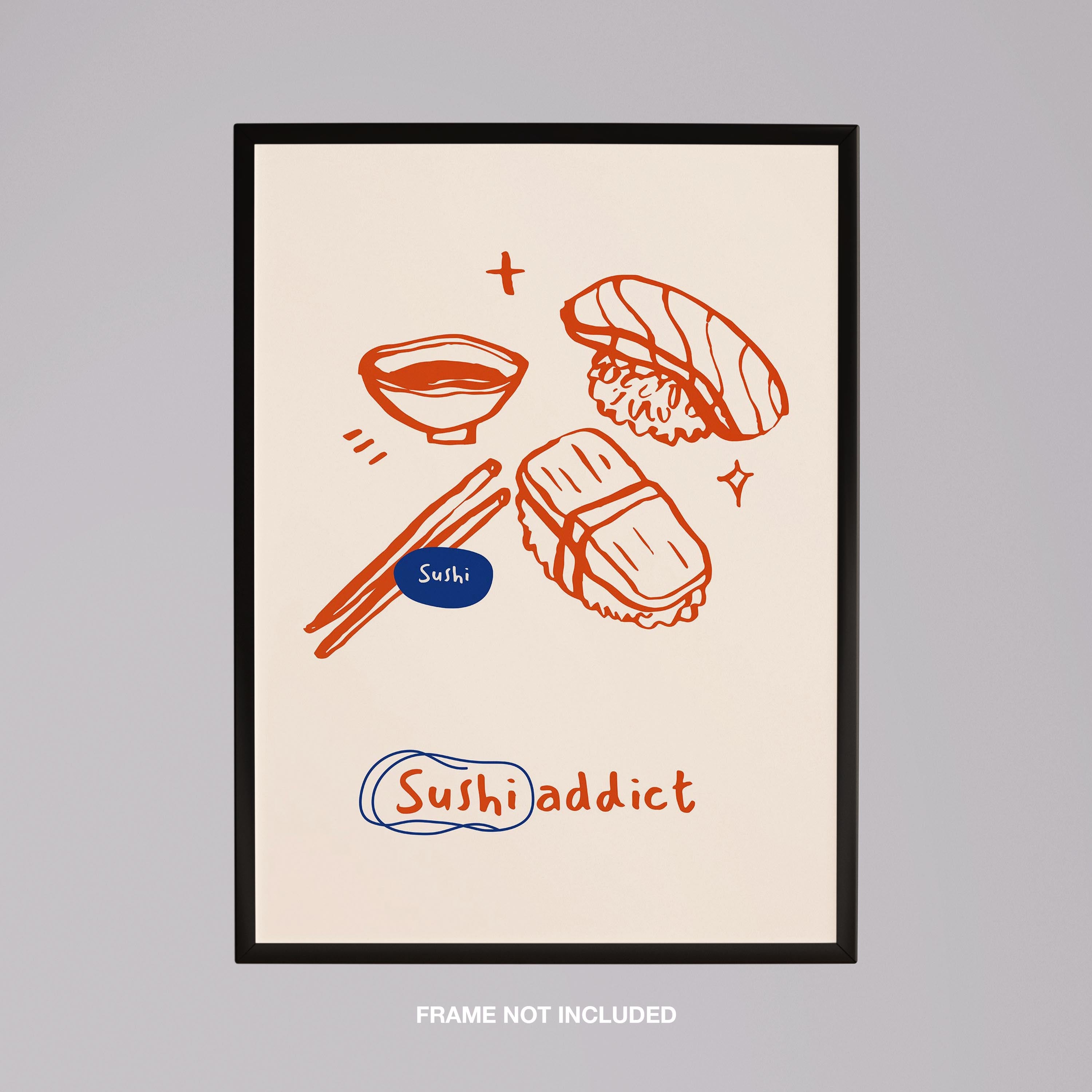 Orange Sushi Addict Kitchen Food - Rolled Poster Wall Art Print | House Prints