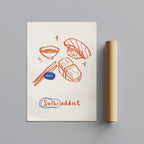 Orange Sushi Addict Kitchen Food - Rolled Poster Wall Art Print | House Prints