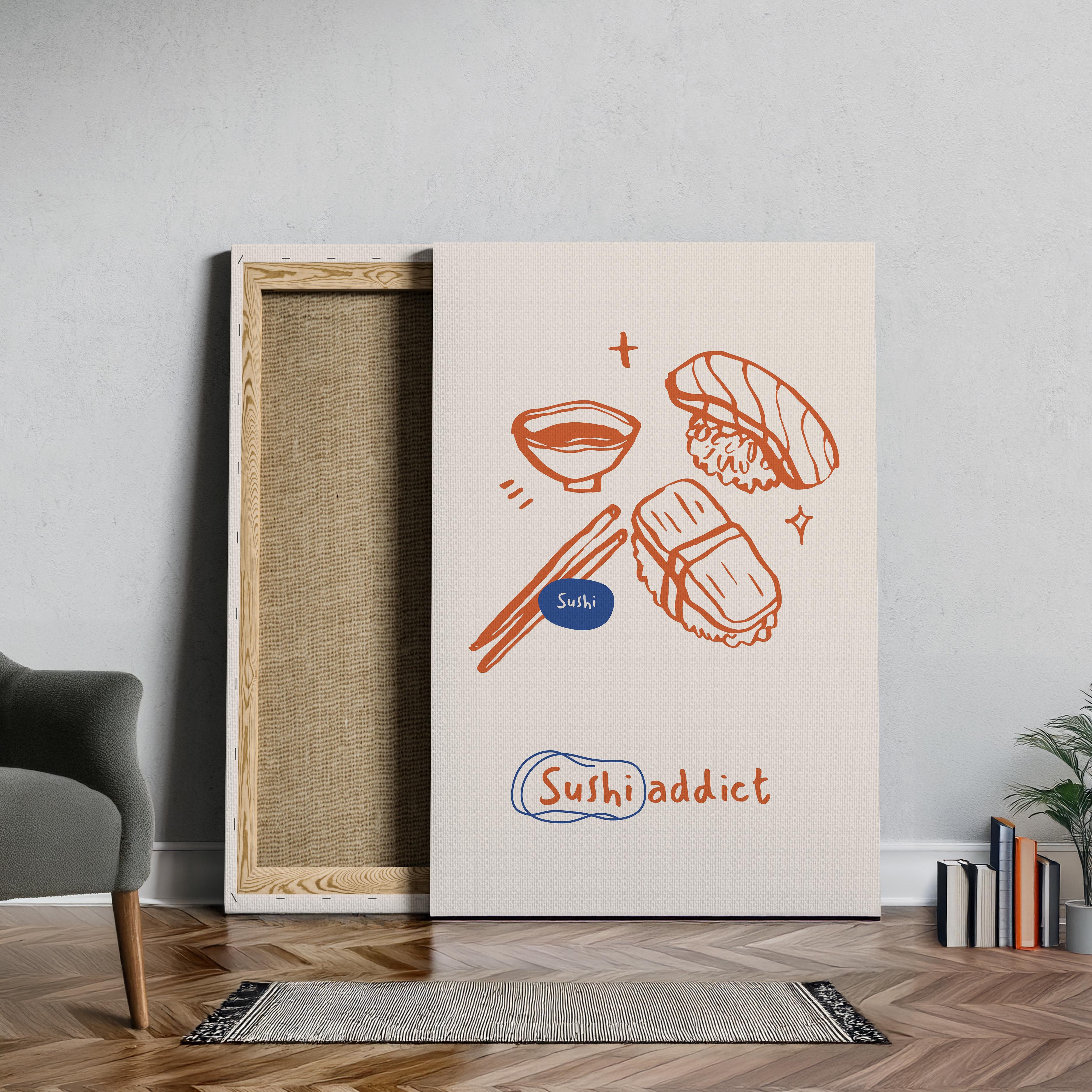 Orange Sushi Addict Kitchen Food - Framed Canvas Wall Art Print | House Prints