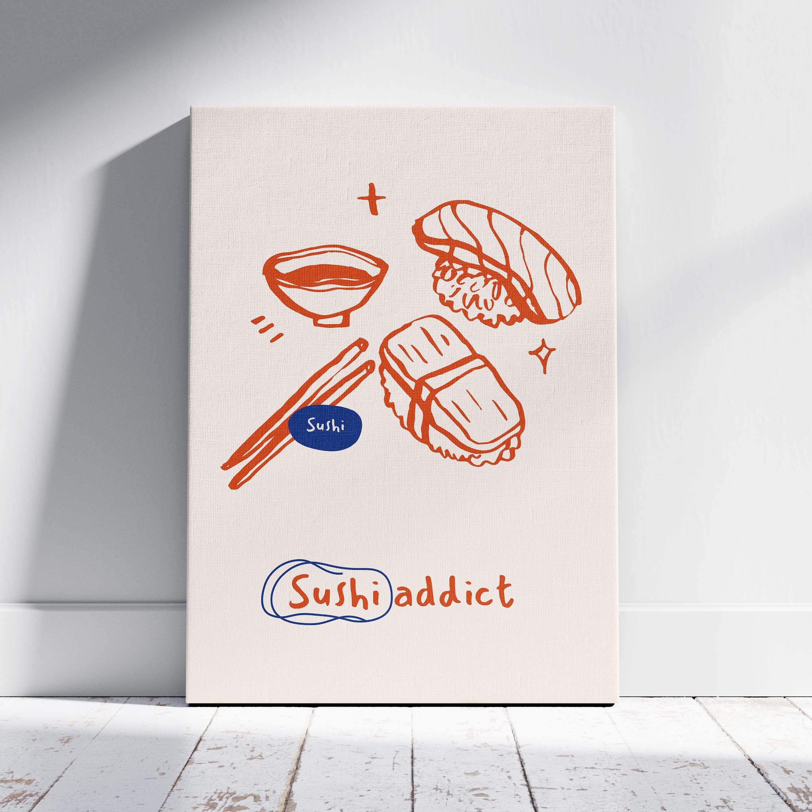 Orange Sushi Addict Kitchen Food - Framed Canvas Wall Art Print | House Prints