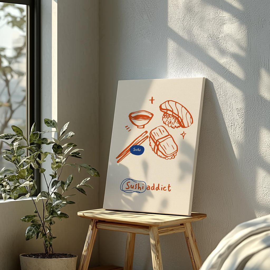 Orange Sushi Addict Kitchen Food - Framed Canvas Wall Art Print | House Prints