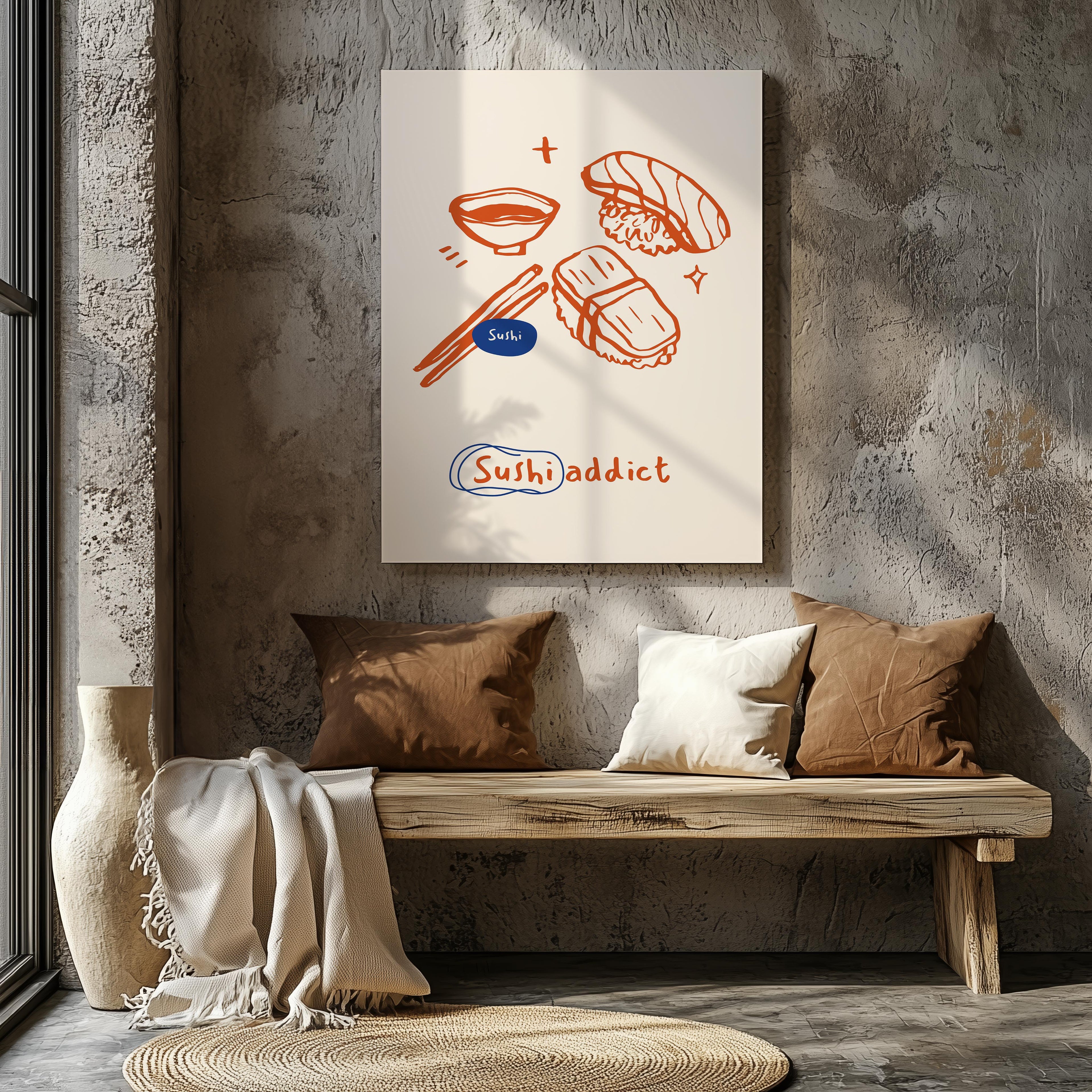 Orange Sushi Addict Kitchen Food - Framed Canvas Wall Art Print | House Prints