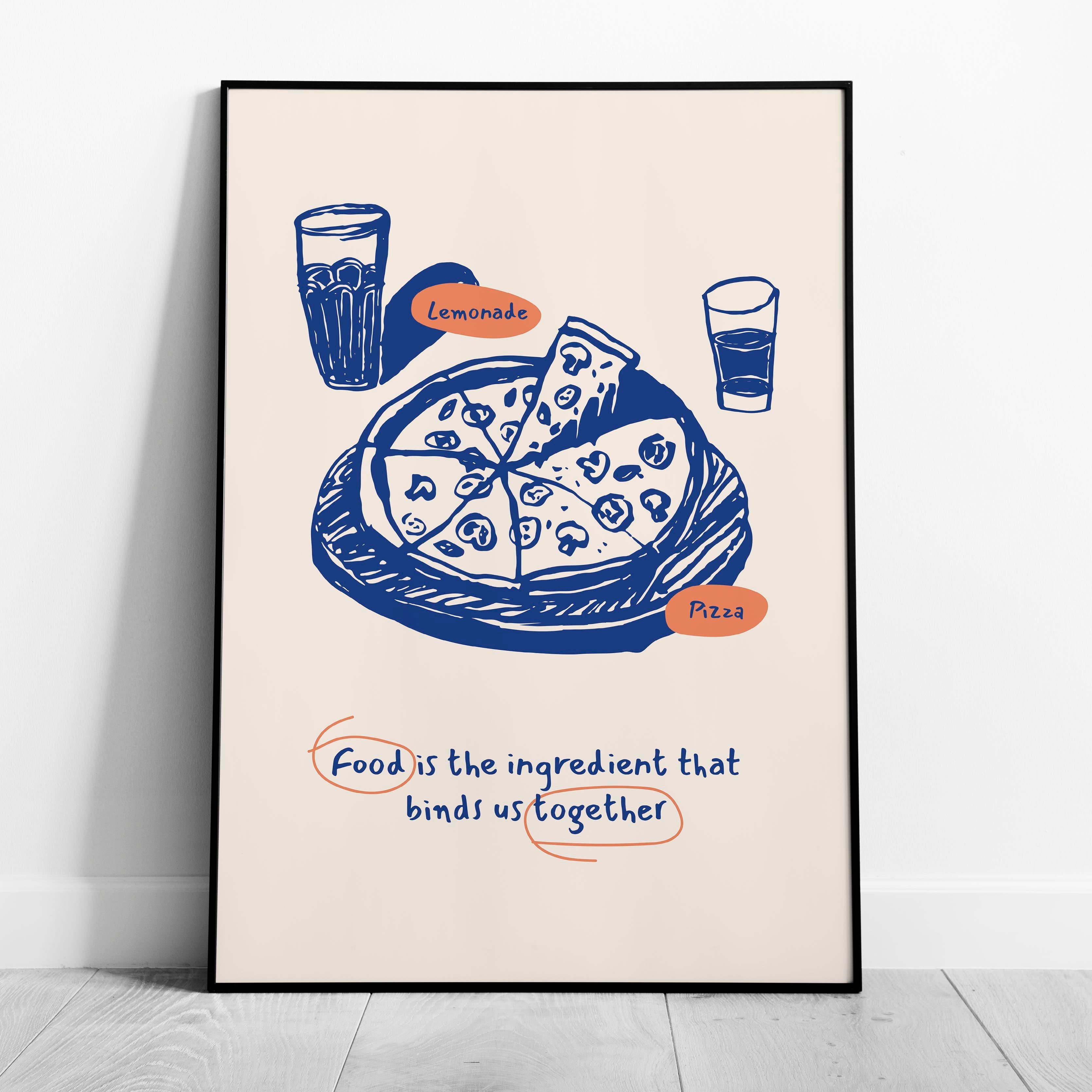 Food Brings Us Together Pizza Ingredients - Rolled Poster Wall Art Print | House Prints
