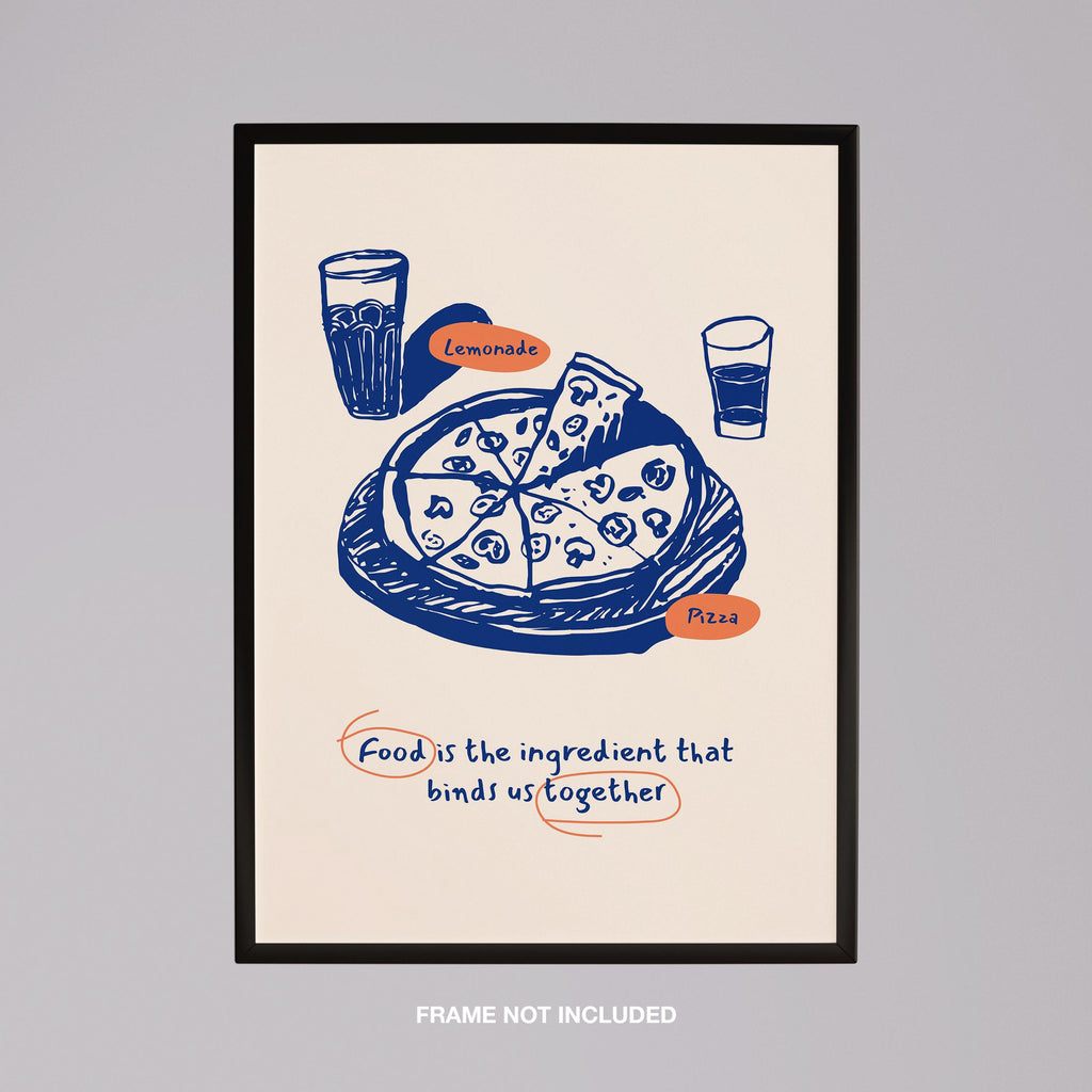 Food Brings Us Together Pizza Ingredients - Rolled Poster Wall Art Print | House Prints