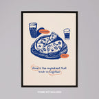 Food Brings Us Together Pizza Ingredients - Rolled Poster Wall Art Print | House Prints
