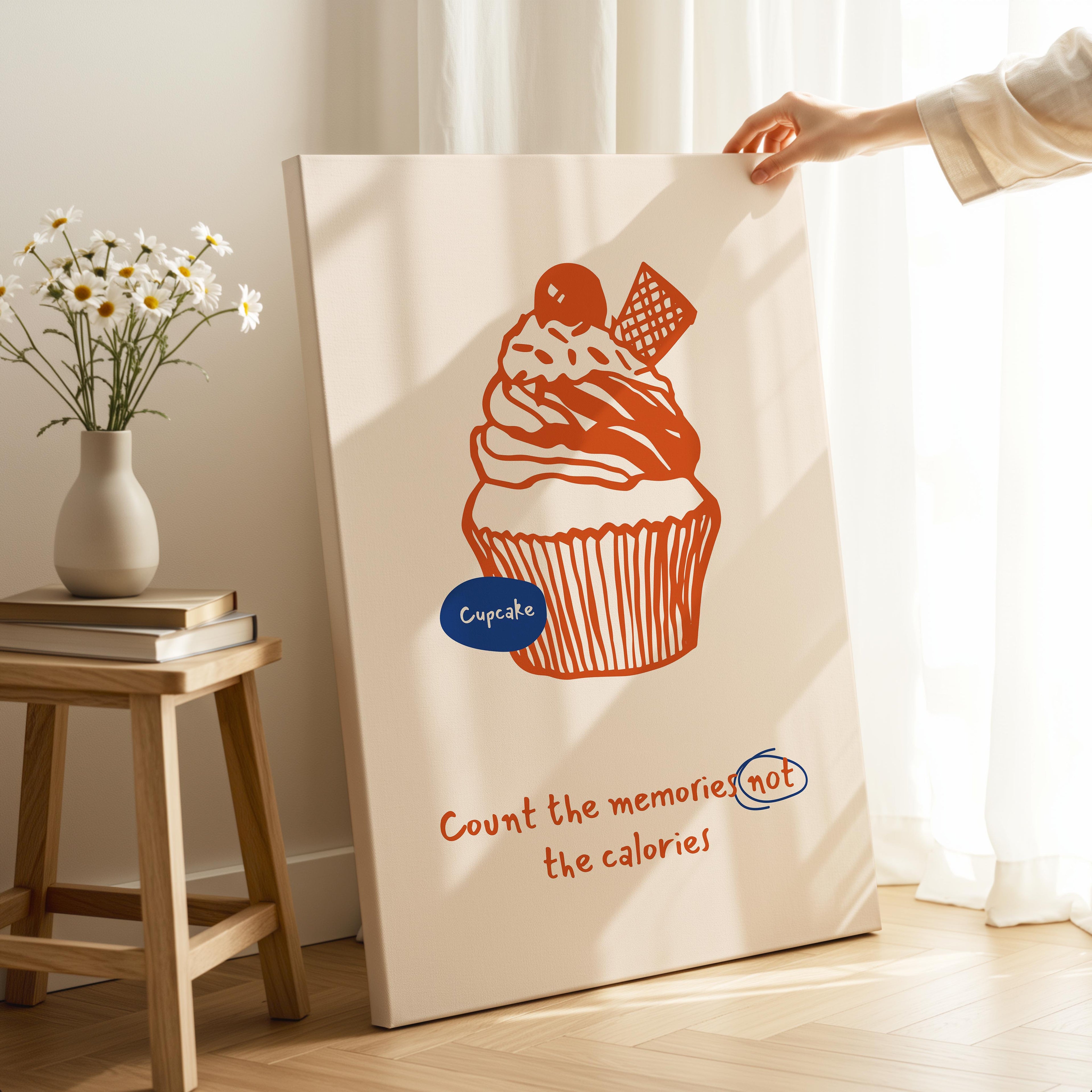 Count The Memories Not The Calories Whipped Cupcake - Framed Canvas Wall Art Print | House Prints