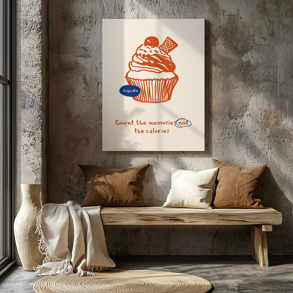 Count The Memories Not The Calories Whipped Cupcake - Framed Canvas Wall Art Print | House Prints
