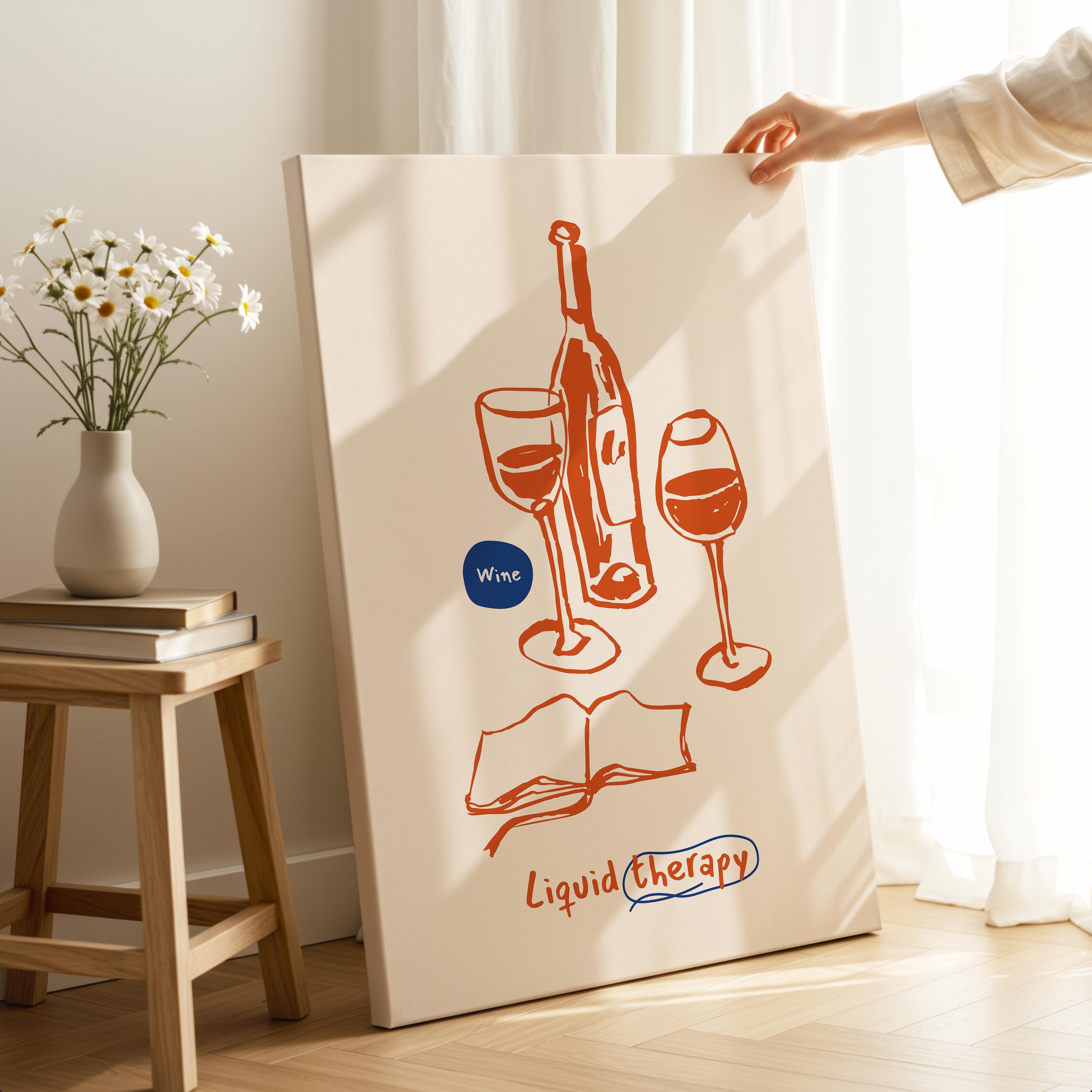 Wine Is My Liquid Therapy Kitchen Drinks - Framed Canvas Wall Art Print | House Prints