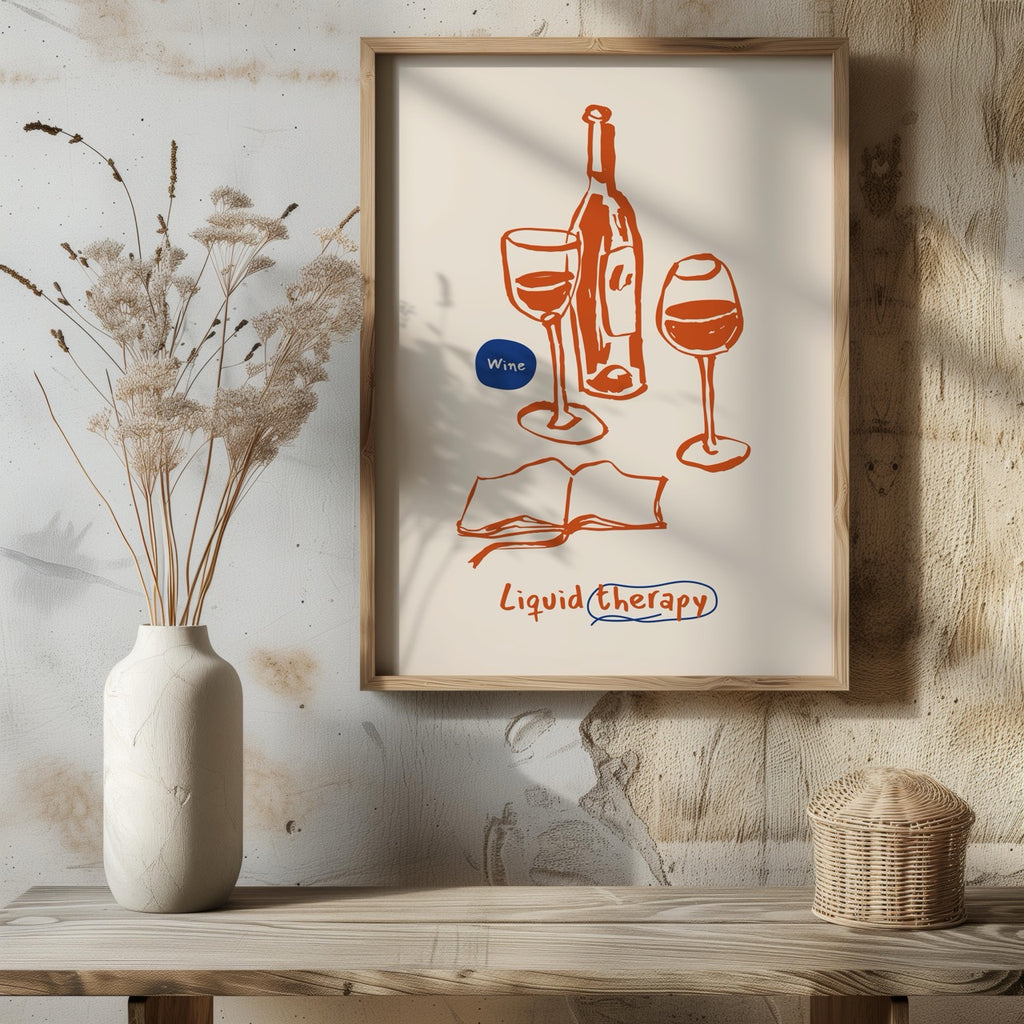 Wine Is My Liquid Therapy Kitchen Drinks - Rolled Poster Wall Art Print | House Prints